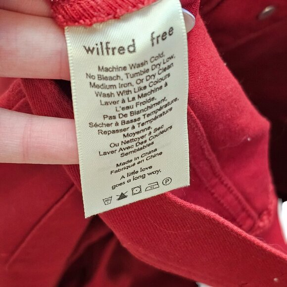 Wilfred Aritzia NWT Red Denim Button Fly Pant w/ Large Front Pockets Sz 8 - Picture 9 of 10